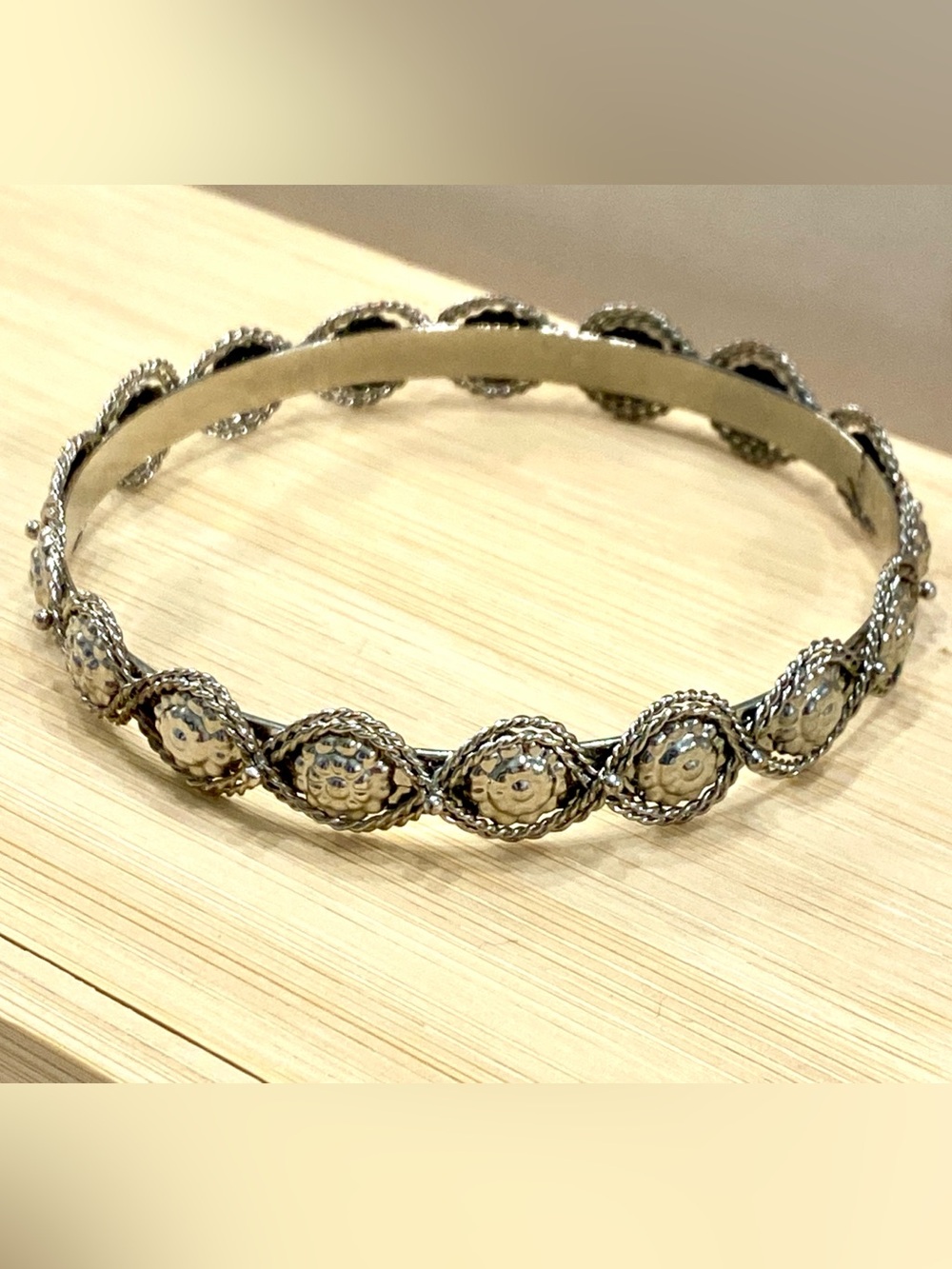 Silver Disc-Chain Bangle Bracelet for Women